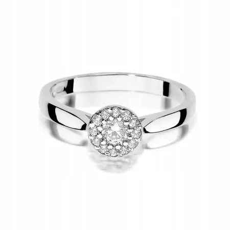 Pierścionek Białe Złoto 585 Brylanty 0,22ct Grawer