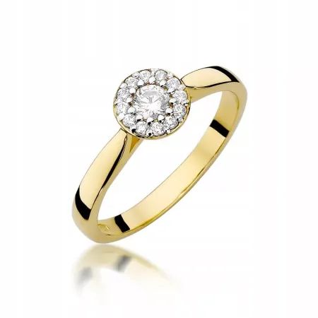 Pierścionek Białe Złoto 585 Brylanty 0,22ct Grawer