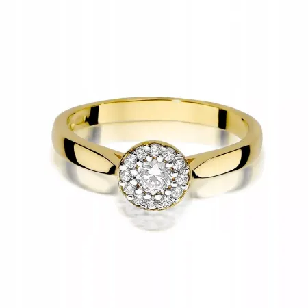 Pierścionek Białe Złoto 585 Brylanty 0,22ct Grawer