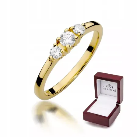 Złoty 14K Pierścionek Brylanty 0,33ct Grawer Złoty 14K Pierścionek Brylanty 0,33ct Grawer