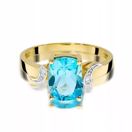 Pierścionek 585 Białe Złoto Topaz 2,40ct Brylanty