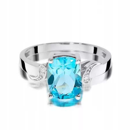 Złoty Pierścionek Topaz Brylanty Próba 585 Grawer Złoty Pierścionek Topaz Brylanty Próba 585 Grawer