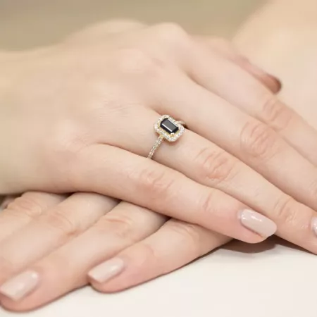 Pierścionek Białe Złoto 585 Szafir Diament Prezent Pierścionek Białe Złoto 585 Szafir Diament Prezent