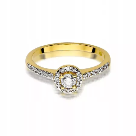 Złoty 585 Pierścionek Brylanty 0,28ct Grawer Złoty 585 Pierścionek Brylanty 0,28ct Grawer