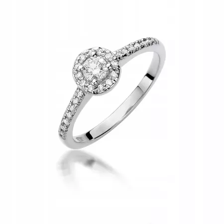 Złoty 585 Pierścionek Brylanty 0,28ct Grawer Złoty 585 Pierścionek Brylanty 0,28ct Grawer