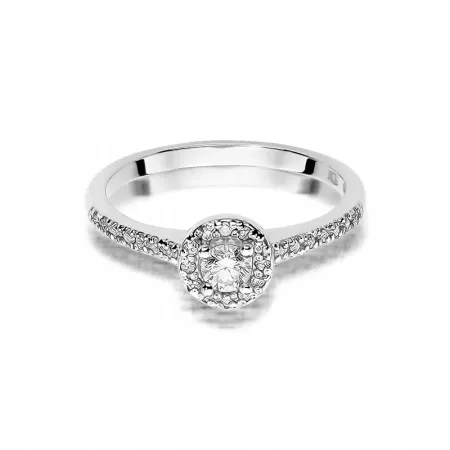 Złoty 585 Pierścionek Brylanty 0,28ct Grawer Złoty 585 Pierścionek Brylanty 0,28ct Grawer