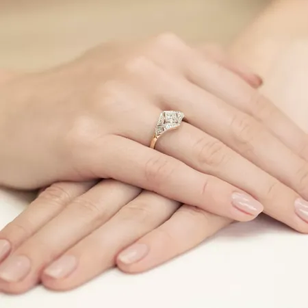 Pierścionek 14K Białe Złoto Brylant 0,19ct Prezent Pierścionek 14K Białe Złoto Brylant 0,19ct Prezent