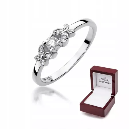 Złoty 585 Pierścionek Zaręczynowy Brylanty 0,12ct Złoty 585 Pierścionek Zaręczynowy Brylanty 0,12ct