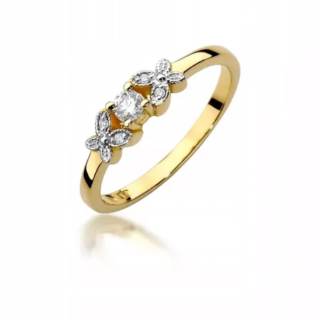 Złoty 585 Pierścionek Zaręczynowy Brylanty 0,12ct Złoty 585 Pierścionek Zaręczynowy Brylanty 0,12ct