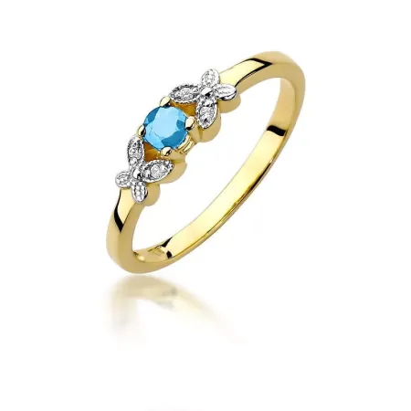 Pierścionek Topaz i Brylanty Białe Złoto Próba 585 Pierścionek Topaz i Brylanty Białe Złoto Próba 585