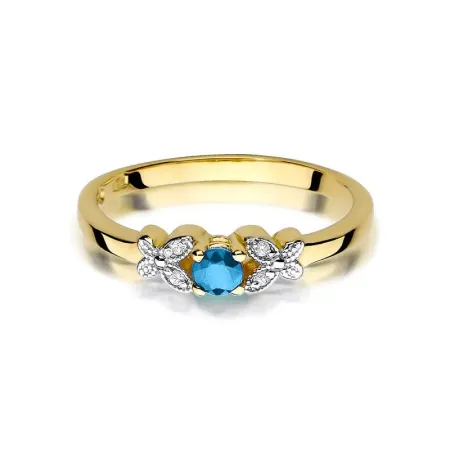 Pierścionek Topaz i Brylanty Białe Złoto Próba 585 Pierścionek Topaz i Brylanty Białe Złoto Próba 585