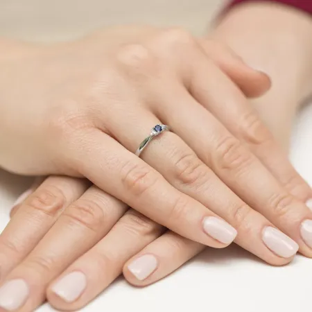 Pierścionek Zaręczynowy 585 Szafir Diamenty Pierścionek Zaręczynowy 585 Szafir Diamenty