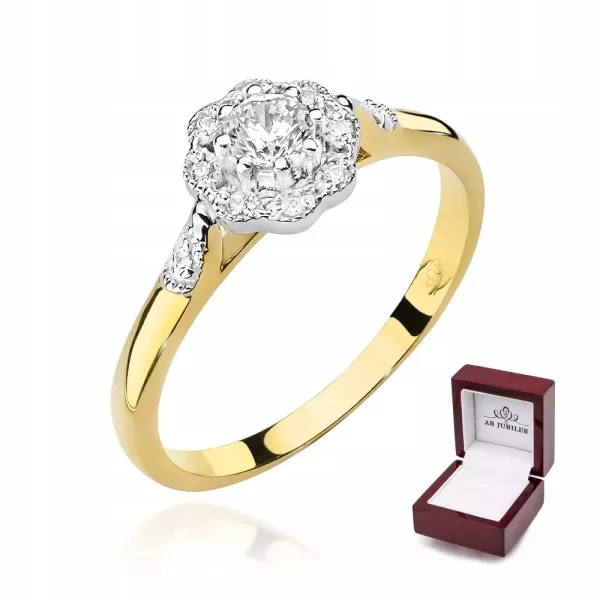 Elegancki 585 Pierścionek Brylanty 0,28ct Grawer