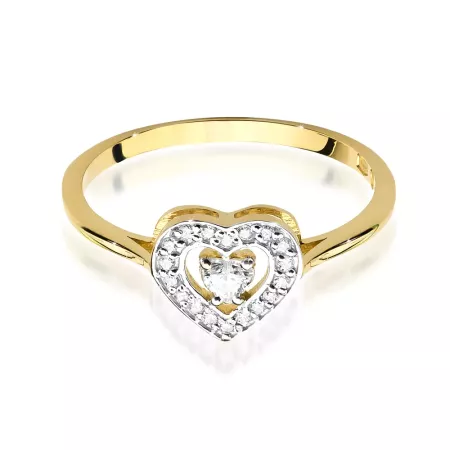 Złoty Pierścionek Serce Brylanty 0,19ct 585 Grawer Złoty Pierścionek Serce Brylanty 0,19ct 585 Grawer