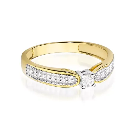 Złoty 585 Elegancki Pierścionek Brylanty 0,17ct Złoty 585 Elegancki Pierścionek Brylanty 0,17ct