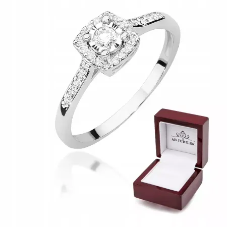 Pierścionek 585 Białe Złoto Brylanty 0,21ct Grawer Pierścionek 585 Białe Złoto Brylanty 0,21ct Grawer