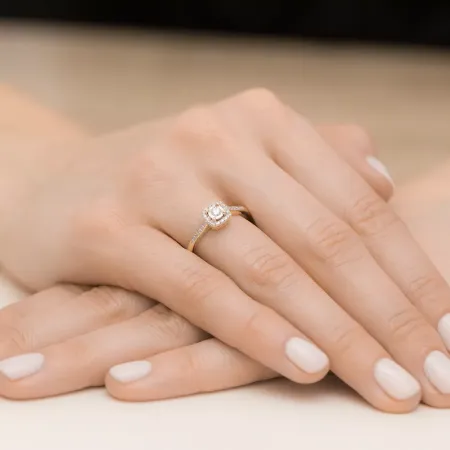 Pierścionek 585 Białe Złoto Brylanty 0,21ct Grawer Pierścionek 585 Białe Złoto Brylanty 0,21ct Grawer