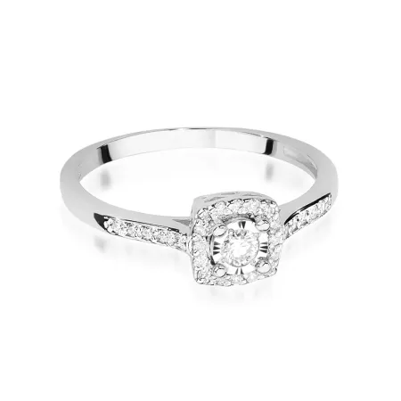 Pierścionek 585 Białe Złoto Brylanty 0,21ct Grawer Pierścionek 585 Białe Złoto Brylanty 0,21ct Grawer