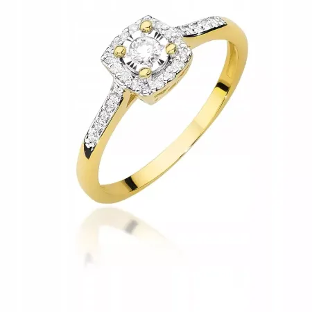Pierścionek 585 Białe Złoto Brylanty 0,21ct Grawer Pierścionek 585 Białe Złoto Brylanty 0,21ct Grawer