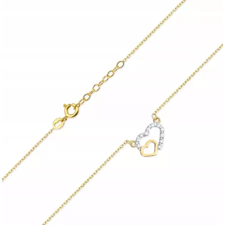 Naszyjnik Celebrytka Dwa Serca Diamenty Próba 585 Naszyjnik Celebrytka Dwa Serca Diamenty Próba 585