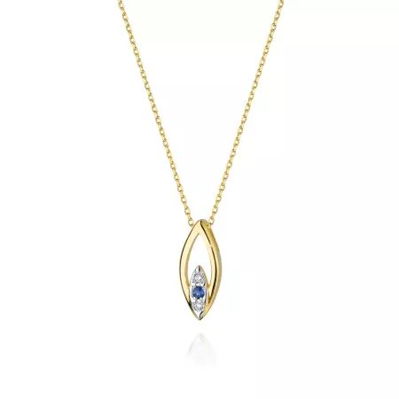 Elegancki 585 Naszyjnik Celebrytka Szafir Diamenty Elegancki 585 Naszyjnik Celebrytka Szafir Diamenty