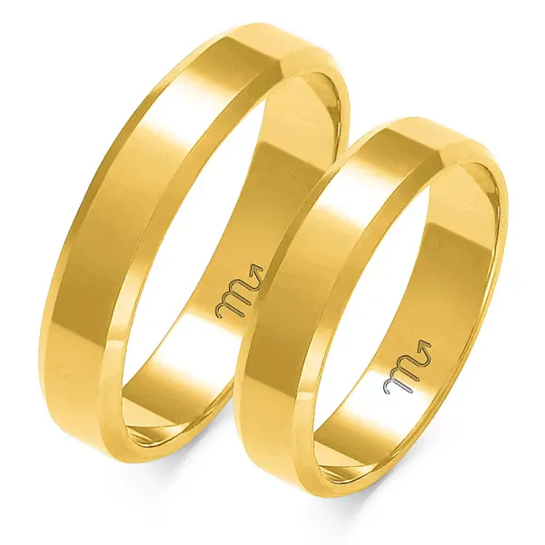 ZŁOTE 14K OBRĄCZKI FAZOWANE 4mm GRAWER A-116