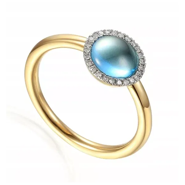 ZŁOTY PIERŚCIONEK TOPAZ I DIAMENTY PRÓBA 585