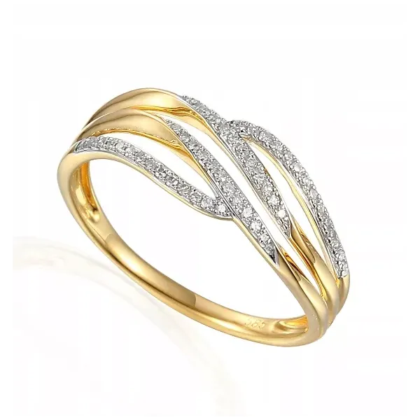 ZŁOTY 585 ELEGANCKI PIERŚCIONEK DIAMENTY PREZENT