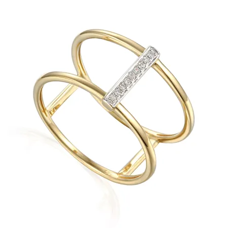Modny Złoty Pierścionek 585 z Diamentami Modny Złoty Pierścionek 585 z Diamentami