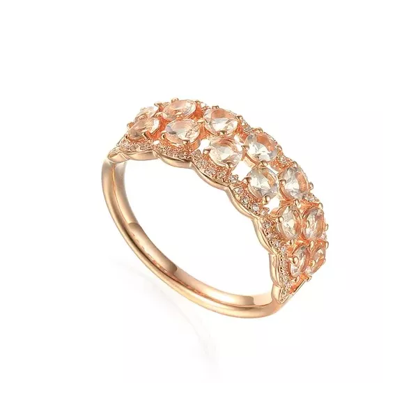 ELEGANCKI PIERŚCIONEK 585 MORGANITY I DIAMENTY