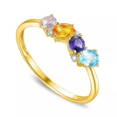PIERŚCIONEK MORGANIT AMETYST CYTRYN TOPAZ DIAMENTY PIERŚCIONEK MORGANIT AMETYST CYTRYN TOPAZ DIAMENTY