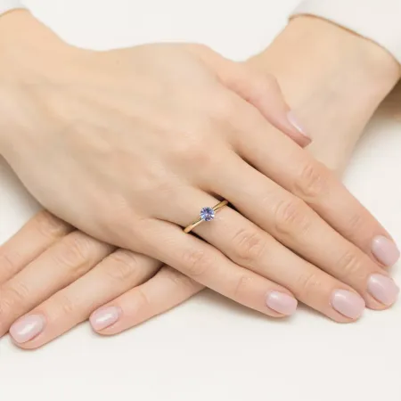 Zaręczynowy 14K Pierścionek Tanzanit Brylanty Zaręczynowy 14K Pierścionek Tanzanit Brylanty