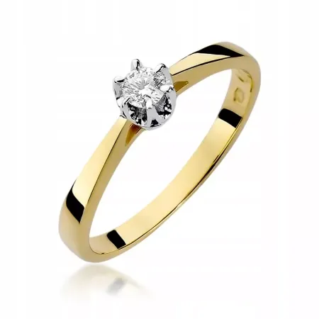 Pierścionek 585 Białe Złoto Brylant 0,12ct Grawer Pierścionek 585 Białe Złoto Brylant 0,12ct Grawer