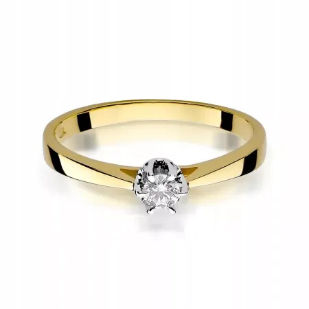 Pierścionek 585 Białe Złoto Brylant 0,12ct Grawer Pierścionek 585 Białe Złoto Brylant 0,12ct Grawer