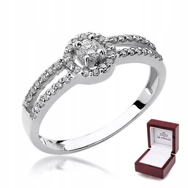 Pierścionek Białe Złoto 585 Brylant 0,31ct Prezent