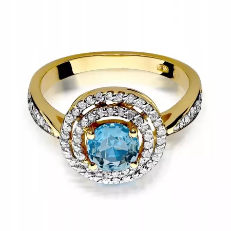 Pierścionek Białe Złoto 585 Topaz 0,80ct Brylanty Pierścionek Białe Złoto 585 Topaz 0,80ct Brylanty
