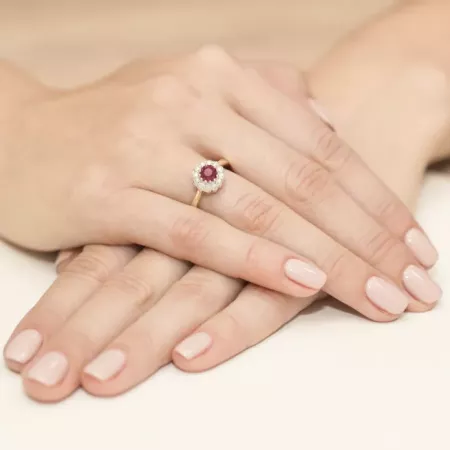 Pierścionek Białe Złoto Rubin Diamenty Próba 585 Pierścionek Białe Złoto Rubin Diamenty Próba 585