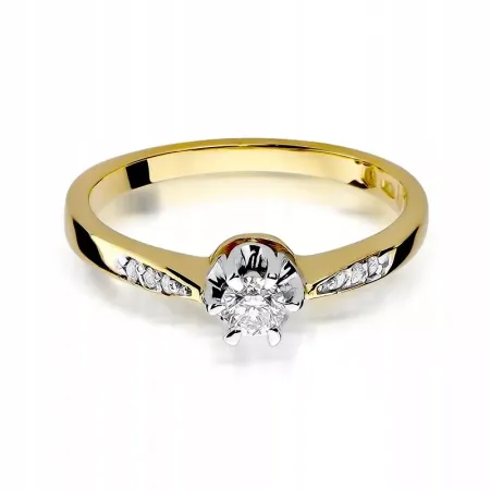 Pierścionek w Białym Złocie Brylanty 0,25ct Grawer