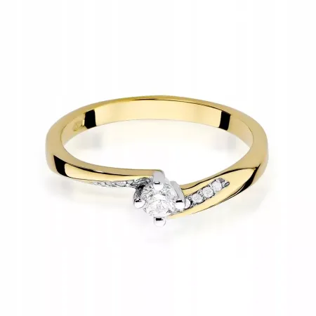 Złoty Pierścionek 585 z Brylantami 0,19ct Grawer Złoty Pierścionek 585 z Brylantami 0,19ct Grawer
