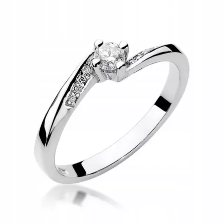 Złoty Pierścionek 585 z Brylantami 0,19ct Grawer Złoty Pierścionek 585 z Brylantami 0,19ct Grawer