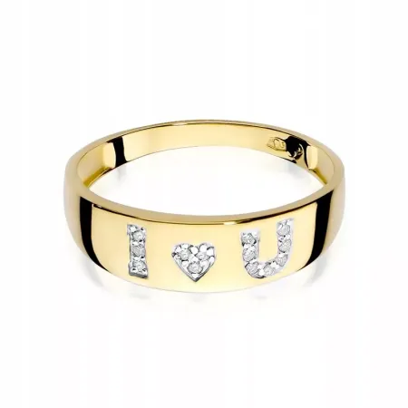 Złoty Pierścionek 585 I LOVE U Brylanty Grawer Złoty Pierścionek 585 I LOVE U Brylanty Grawer