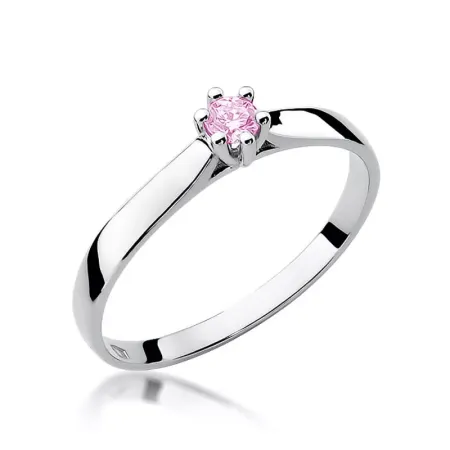 Pierścionek Białe Złoto Różowy Topaz pr 585 Grawer Pierścionek Białe Złoto Różowy Topaz pr 585 Grawer