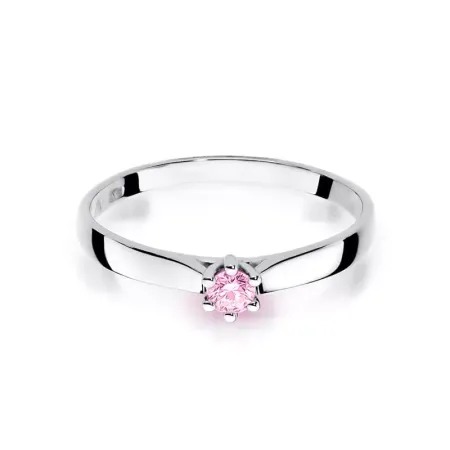Pierścionek Białe Złoto Różowy Topaz pr 585 Grawer Pierścionek Białe Złoto Różowy Topaz pr 585 Grawer