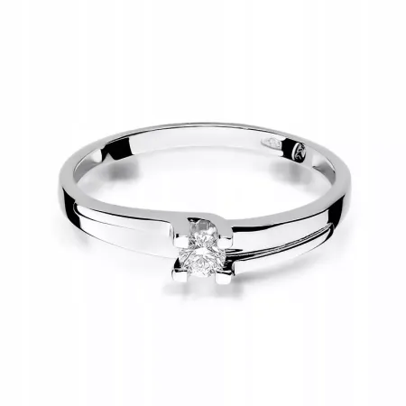 Pierścionek Białe Złoto 585 Brylant 0,12ct Grawer Pierścionek Białe Złoto 585 Brylant 0,12ct Grawer