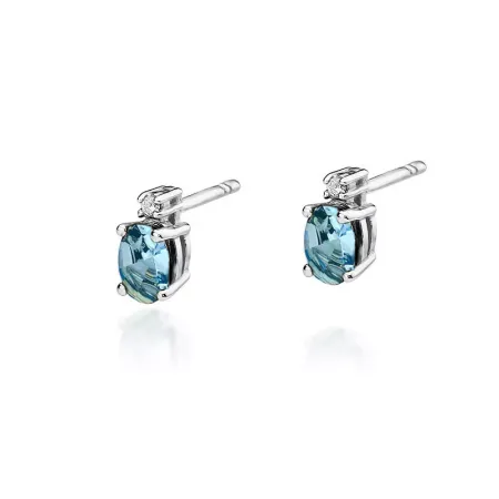 Złote Kolczyki Topaz i Diament pr 585 Prezent