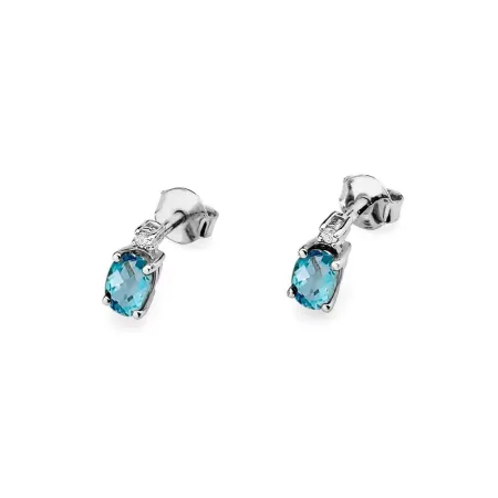 Złote Kolczyki Topaz i Diament pr 585 Prezent