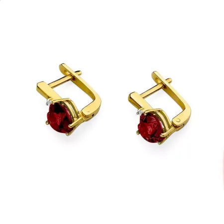 Złote 14K Kolczyki Rubin Diamenty na Prezent Złote 14K Kolczyki Rubin Diamenty na Prezent