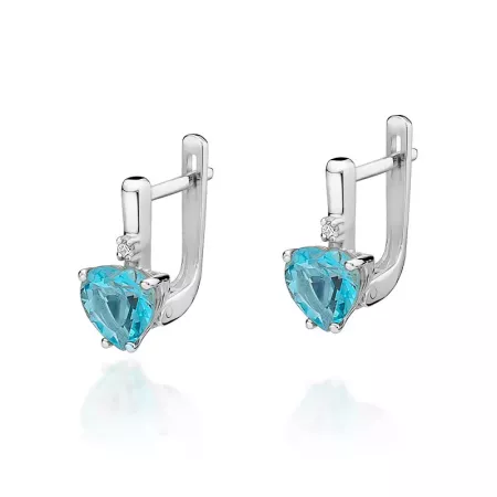 Złote Kolczyki Topaz Diament Próba 585 Prezent Złote Kolczyki Topaz Diament Próba 585 Prezent