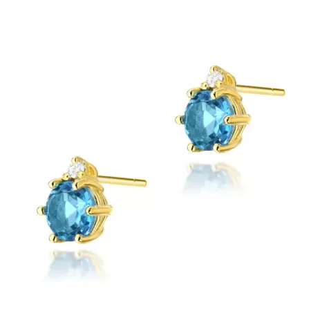 Złote 585 Kolczyki Topaz i Diamenty Złote 585 Kolczyki Topaz i Diamenty