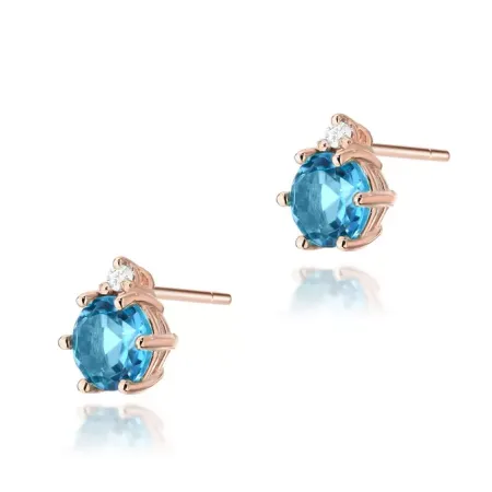Złote 585 Kolczyki Topaz i Diamenty Złote 585 Kolczyki Topaz i Diamenty